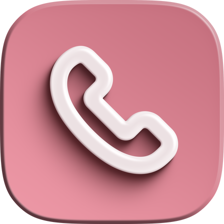 Pink square 3D phone icon